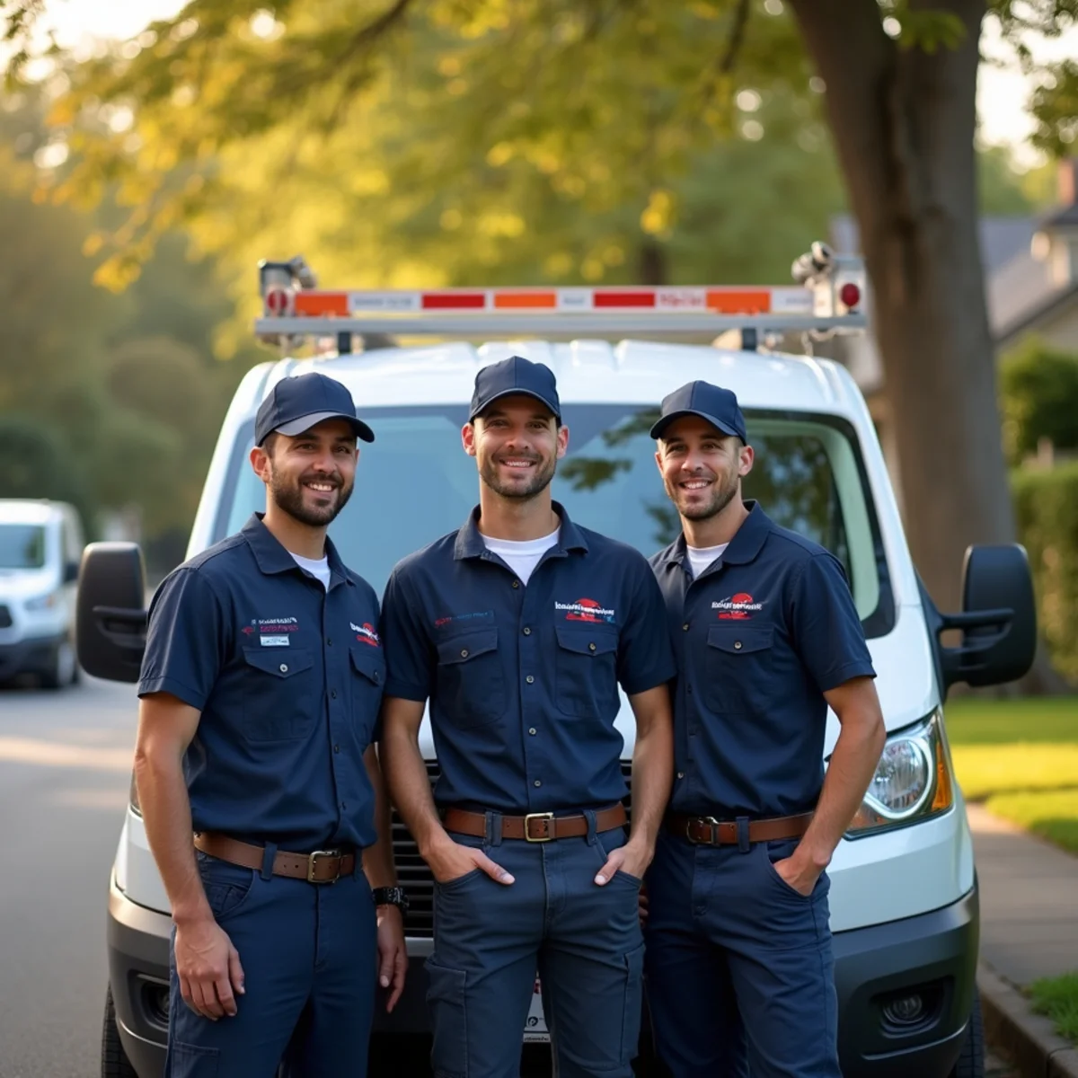 The King of Prussia Plumbing Pros team beside their branded service van