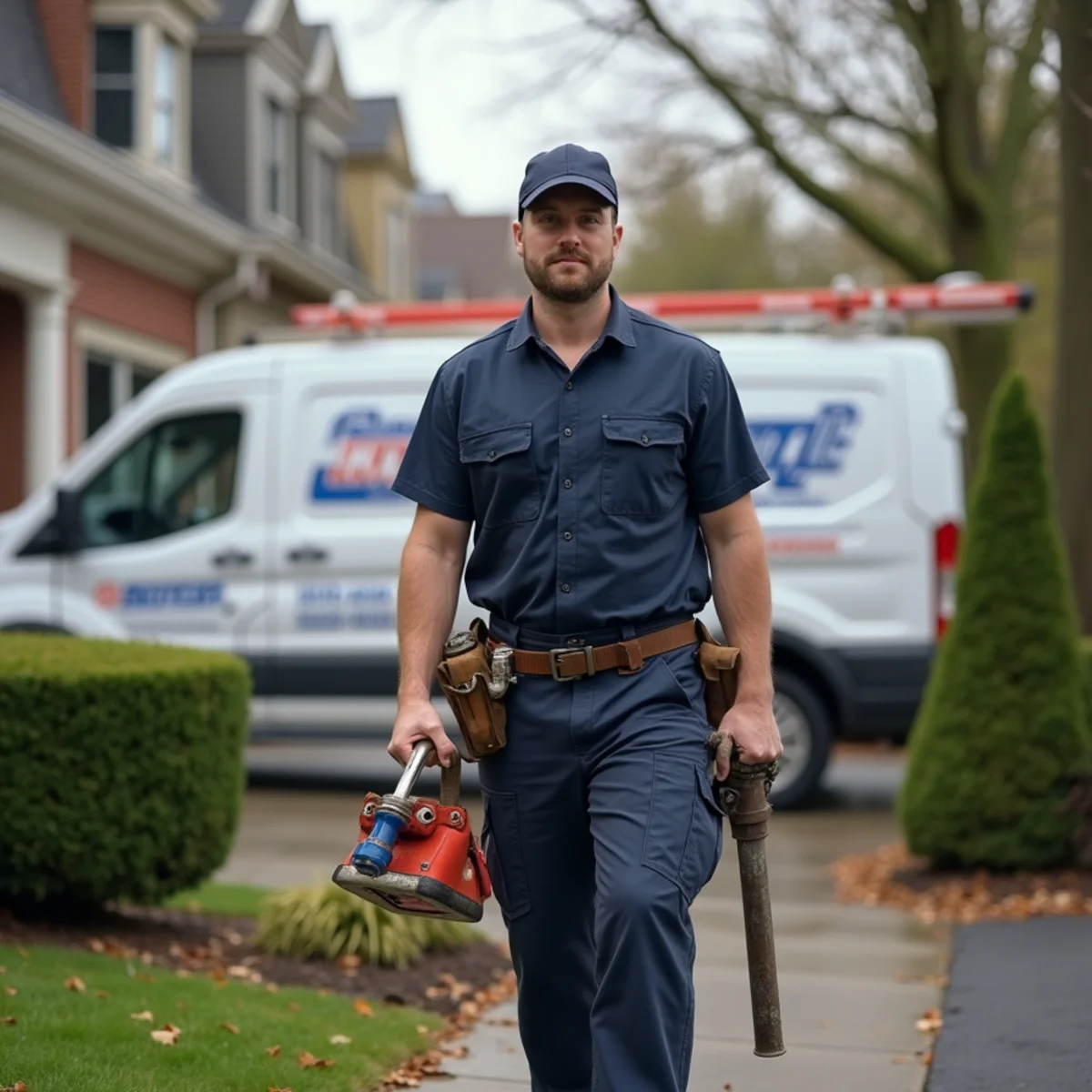 Plumber cameras a shared sewer lateral between Victorian twins in Jenkintown PA