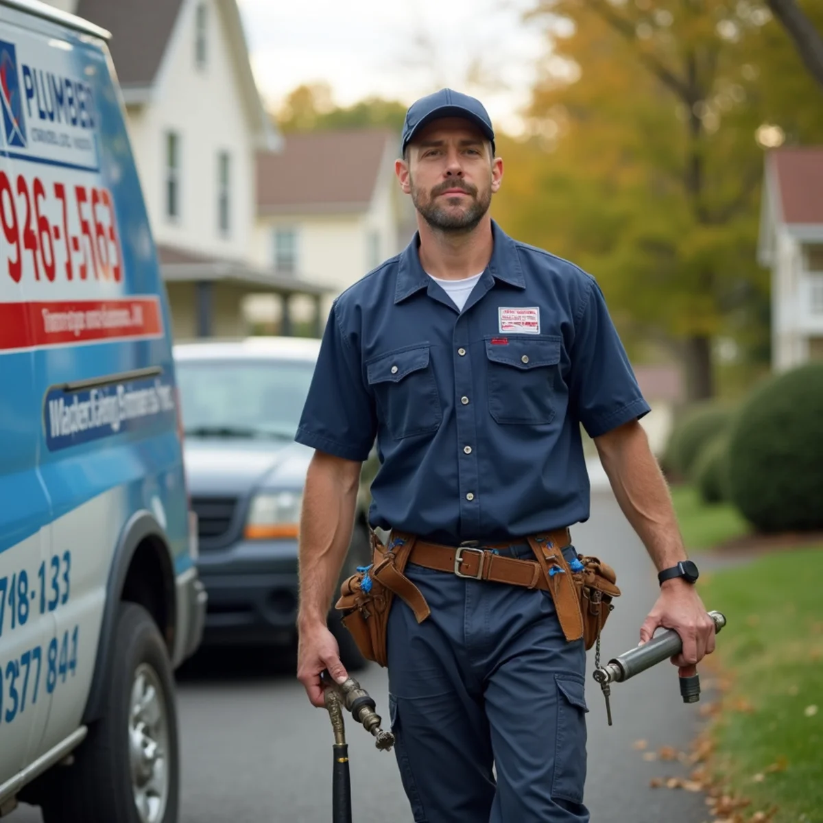 Plumber installing a water softener for hard limestone well water near Nazareth PA