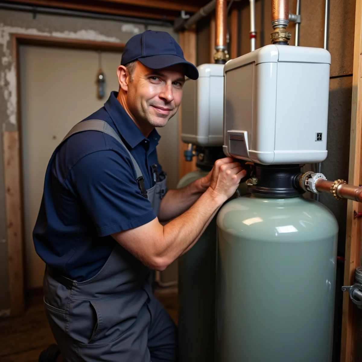 Whole-home water softener and filtration system installed in a King of Prussia PA basement